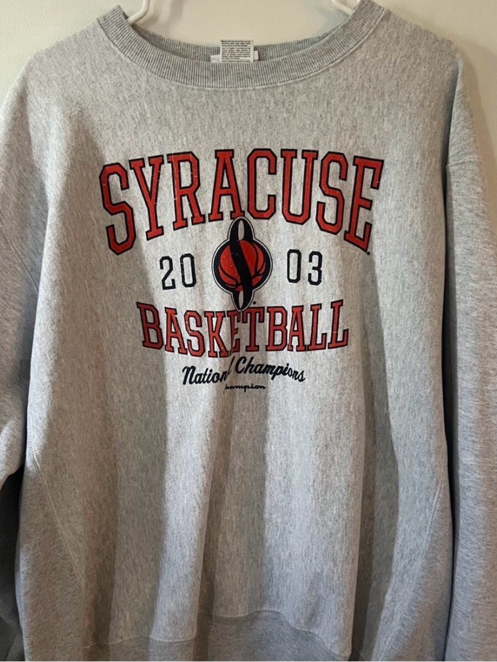 2003 Syracuse National Champion Gray Syracuse Basketball Crewneck